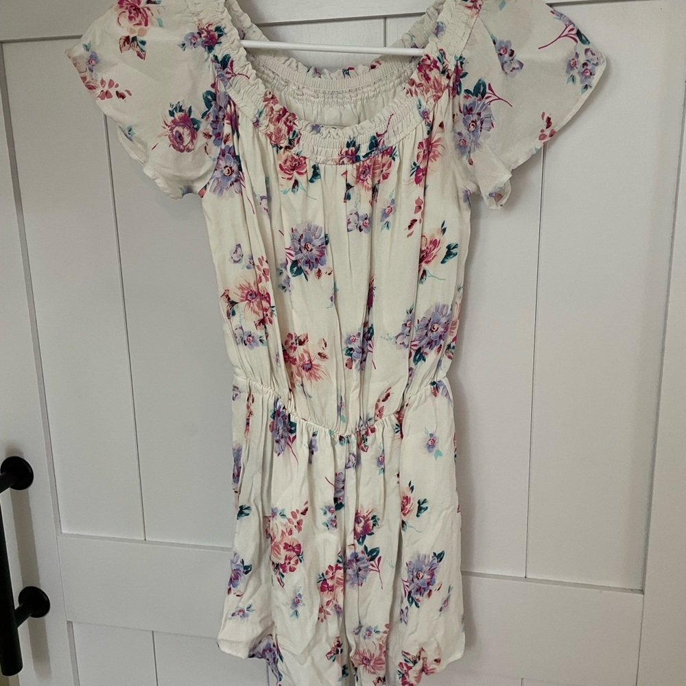 Hollister Floral Print Romper with Pink and Blue Accents